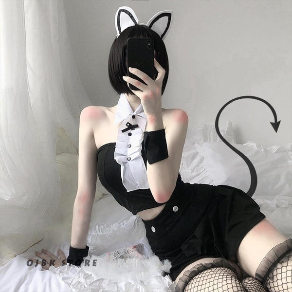 Tuxedo Maid Lingerie Set - cat cosplay, maid, cosplaying, lingerie set, maid