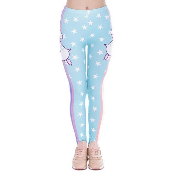 Blue Pastel Star Unicorn Leggings Yoga Pant Cute Kawaii